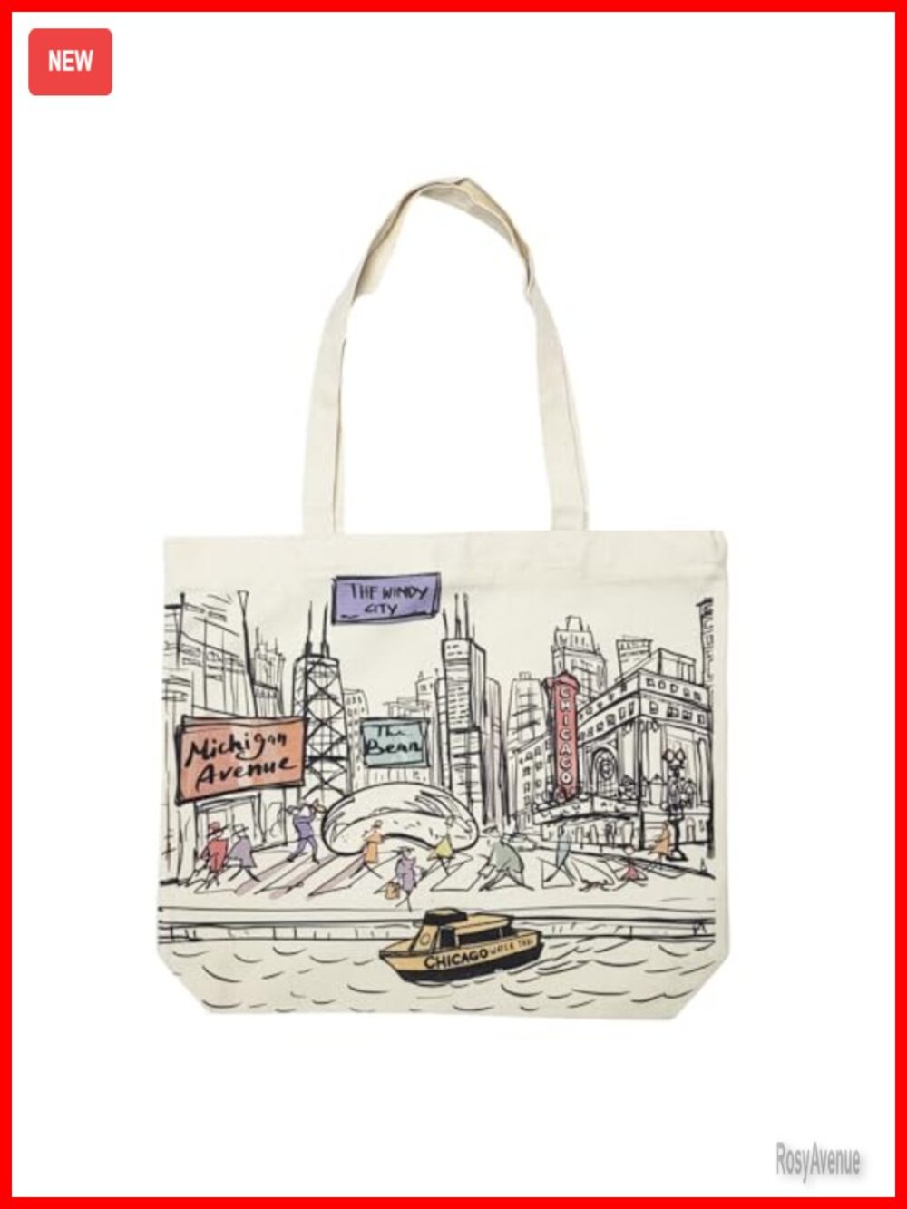 Cotton Canvas Tote Bag Double Sided City Art Souvenir Gift 17x14